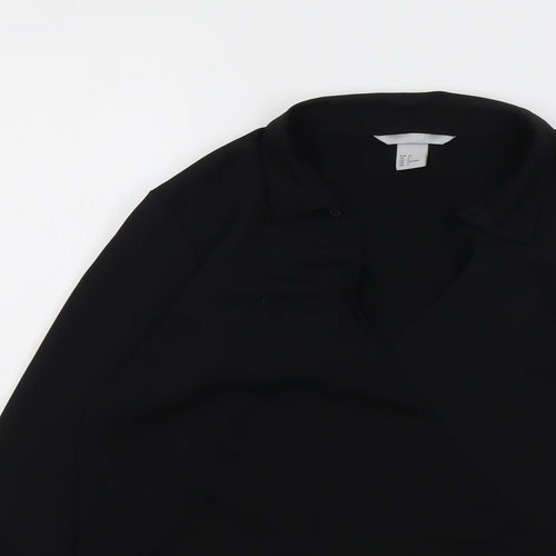 H&M Womens Black Polyester Basic Blouse Size 8 Collared
