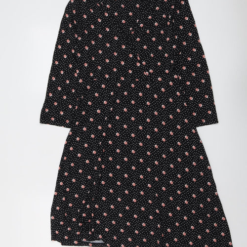 Debenhams Womens Black Polka Dot Polyester Trapeze & Swing Size 14 Round Neck Pullover