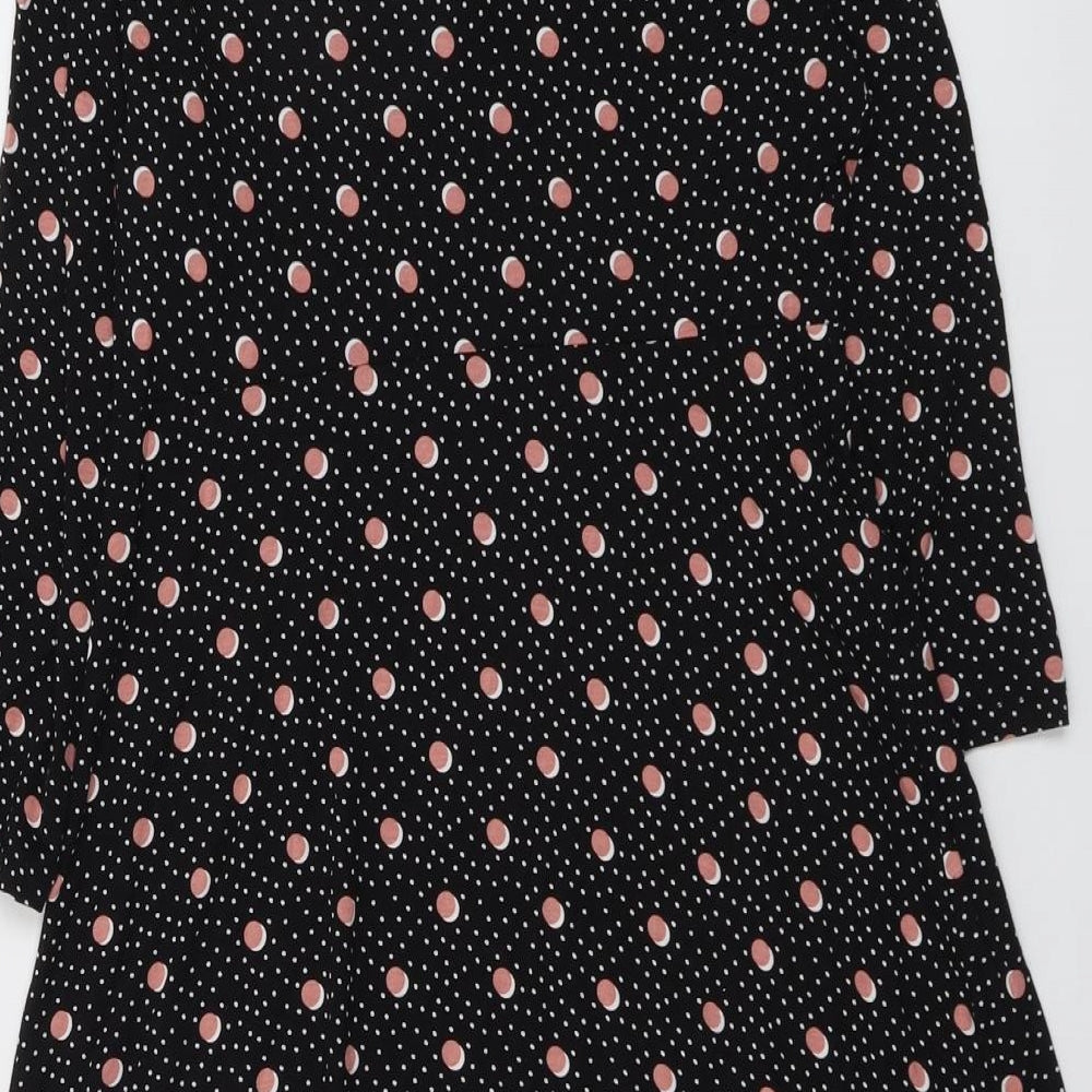 Debenhams Womens Black Polka Dot Polyester Trapeze & Swing Size 14 Round Neck Pullover