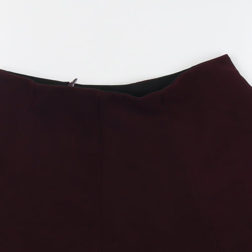 RESERVED Womens Purple Polyester Skater Skirt Size 8 Zip