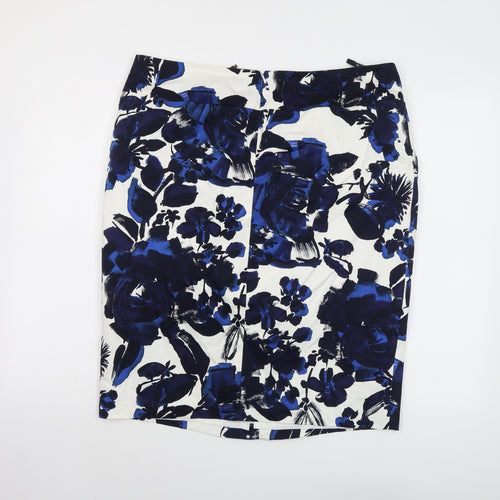 Planet Womens Blue Floral Cotton Straight & Pencil Skirt Size 18 Zip