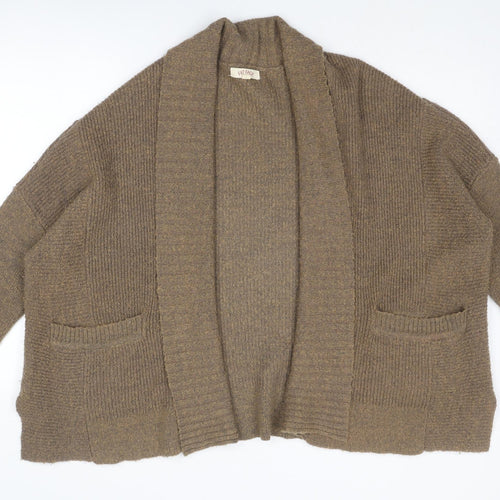 Fat Face Womens Brown V-Neck Wool Cardigan Jumper Size L