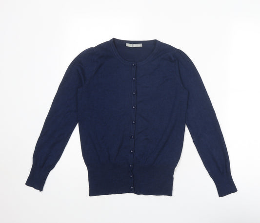 Marks and Spencer Womens Blue Round Neck Viscose Cardigan Jumper Size 8