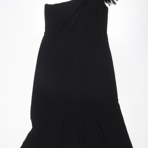 Luis Civit Womens Black Acetate Trapeze & Swing Size 14 One Shoulder Pullover