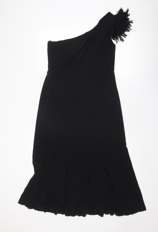 Luis Civit Womens Black Acetate Trapeze & Swing Size 14 One Shoulder Pullover