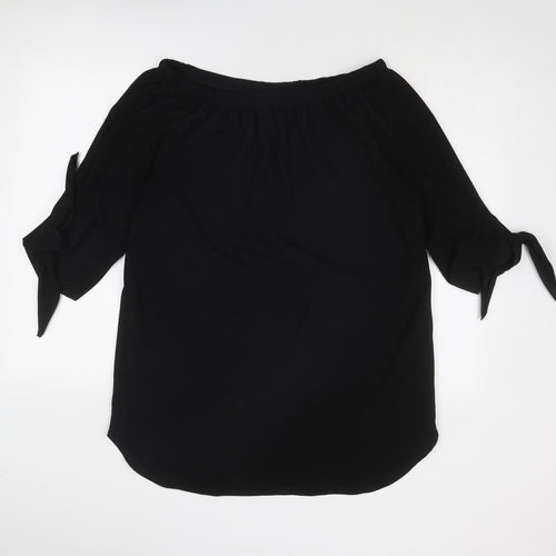 Izabel London Womens Black Polyester Basic Blouse Size 16 Boat Neck