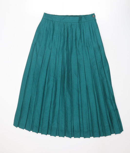 Viyella Womens Blue Polyester Pleated Skirt Size 14 Zip