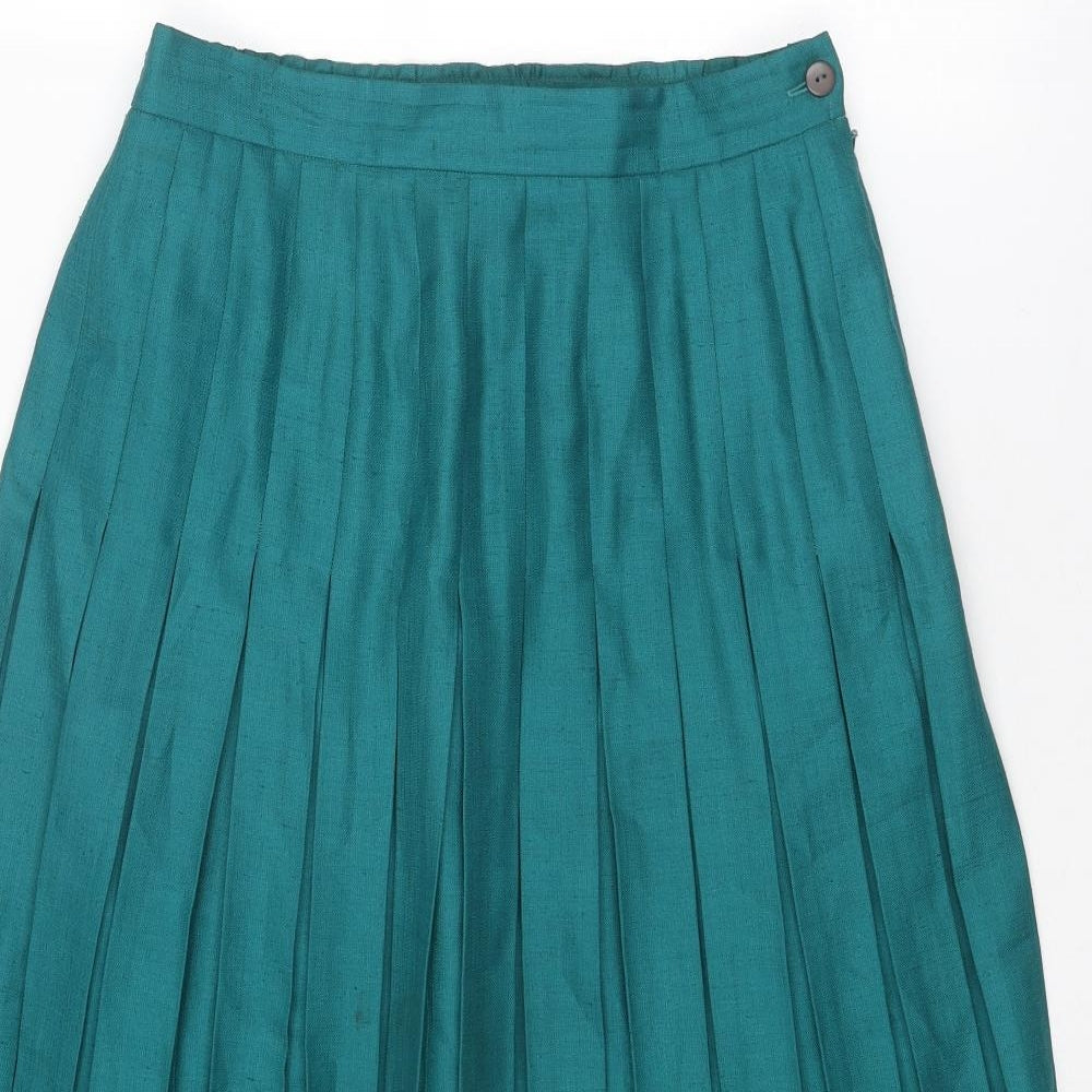 Viyella Womens Blue Polyester Pleated Skirt Size 14 Zip