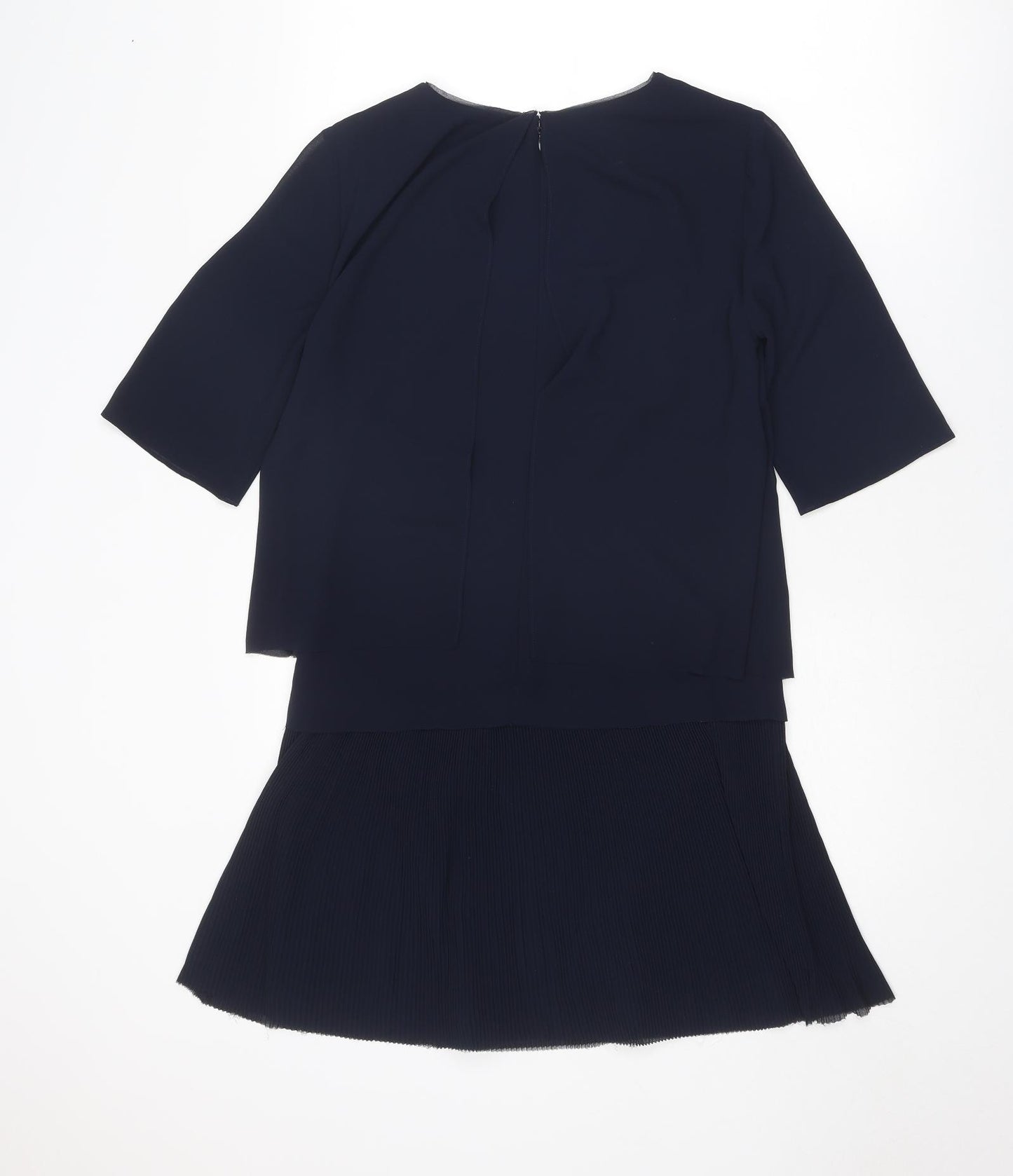 Reiss Womens Blue Polyester Skater Dress Size 6 Round Neck Zip
