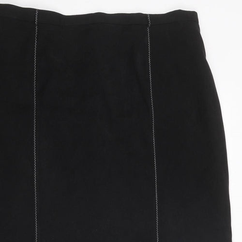 Roman Womens Black Polyester Swing Skirt Size 22 Zip