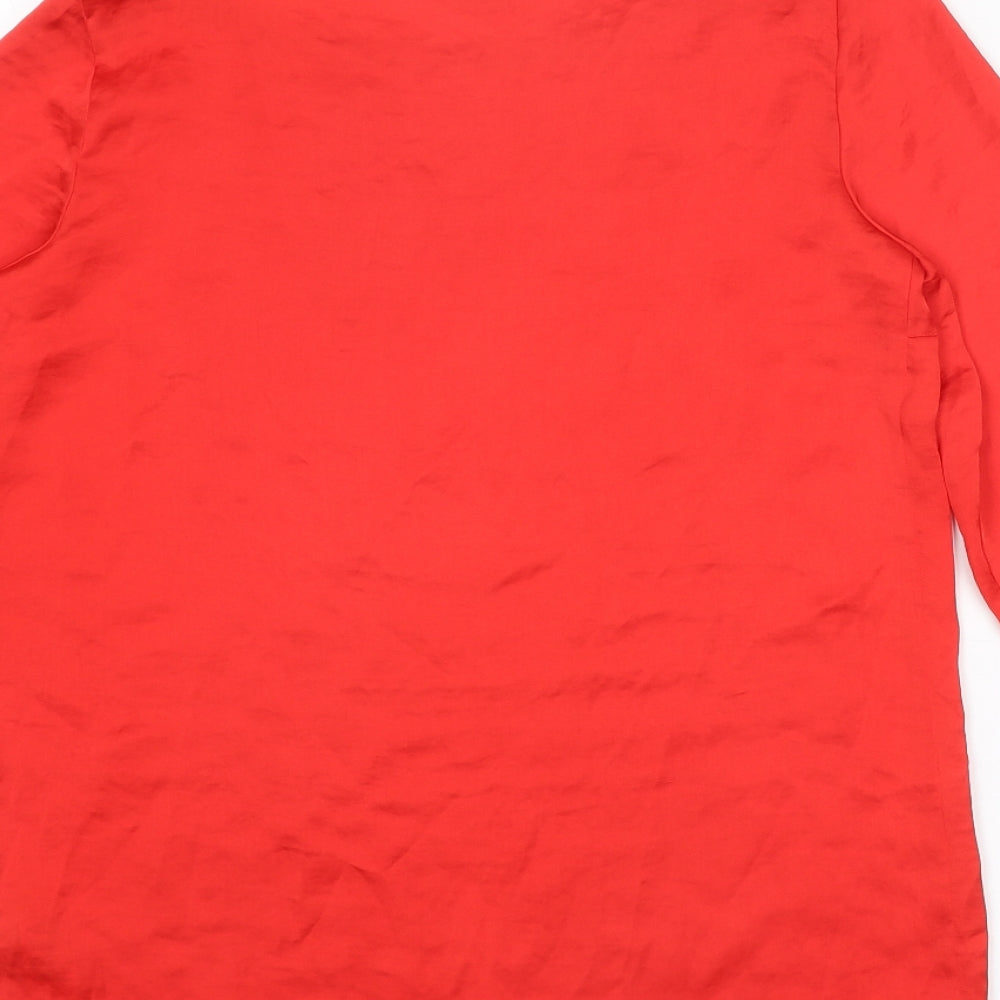 NEXT Womens Red Polyester Basic T-Shirt Size 6 Boat Neck