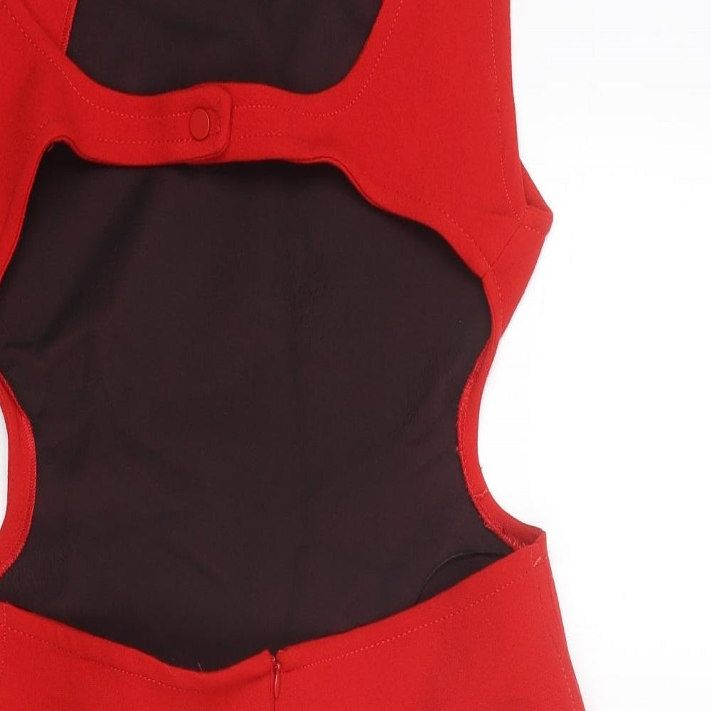 Zara Womens Red Polyester Mini Size M Square Neck Zip