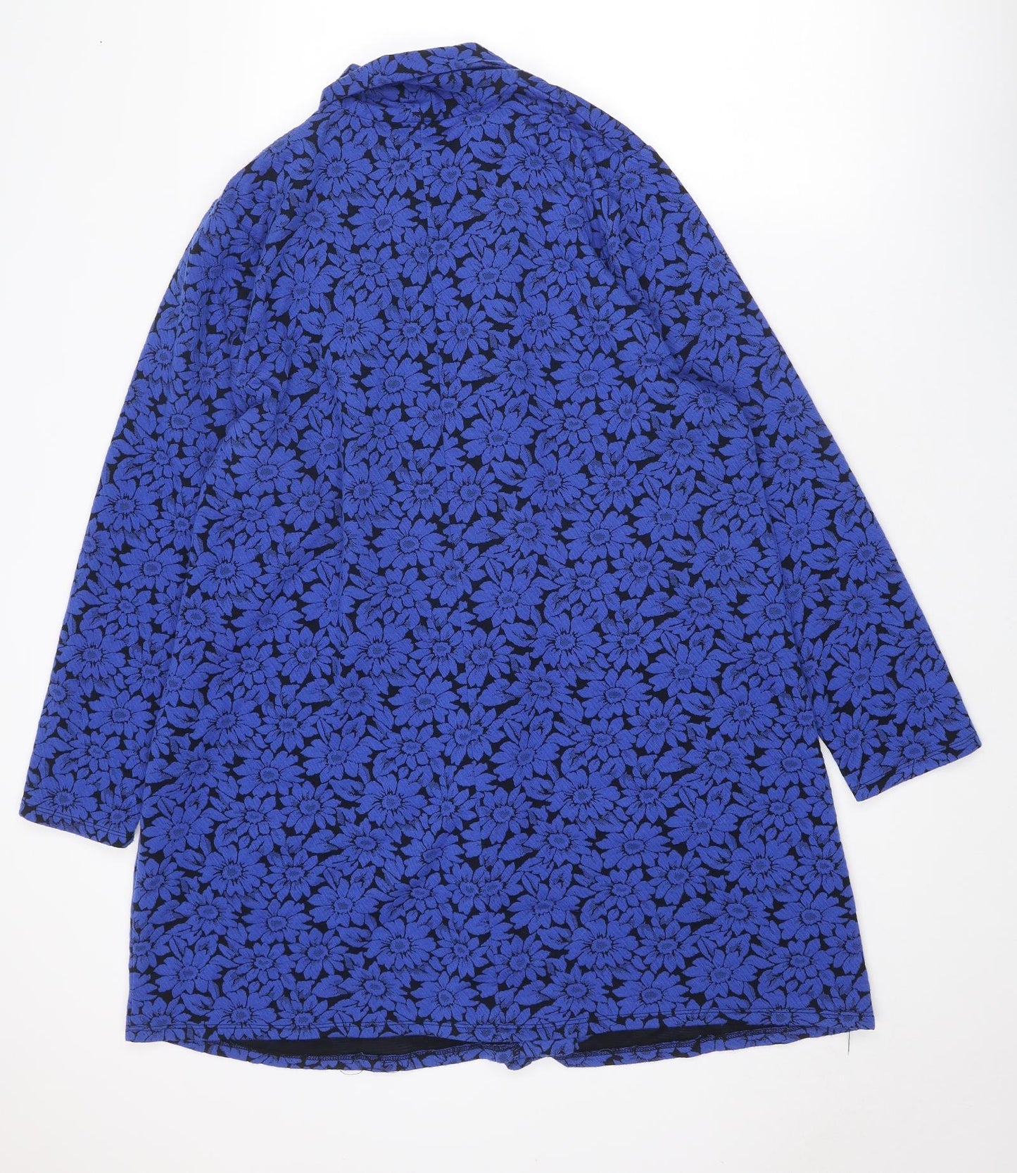 Arcadia Womens Blue Floral Overcoat Coat Size 24