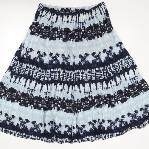 Evans Womens Blue Geometric Cotton Peasant Skirt Size 16
