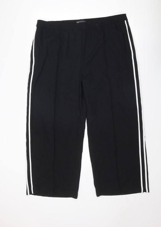 Marks and Spencer Womens Black Polyester Jogger Trousers Size 22 Regular - Side Stripe Detail