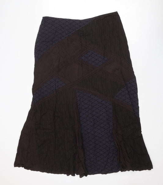 Per Una Womens Black Geometric Cotton Peasant Skirt Size 16 Zip
