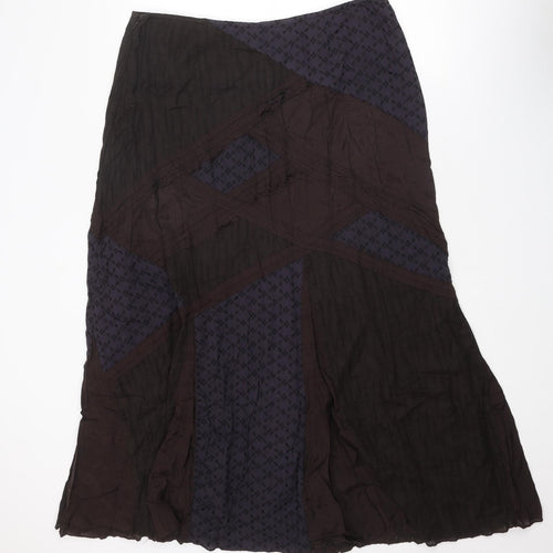 Per Una Womens Black Geometric Cotton Peasant Skirt Size 16 Zip