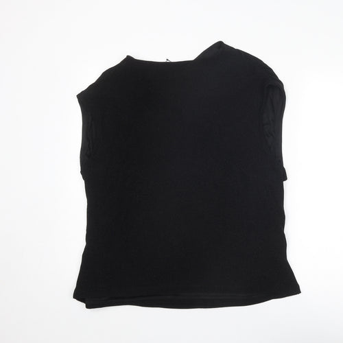 Marks and Spencer Womens Black Polyamide Basic Blouse Size 24 V-Neck