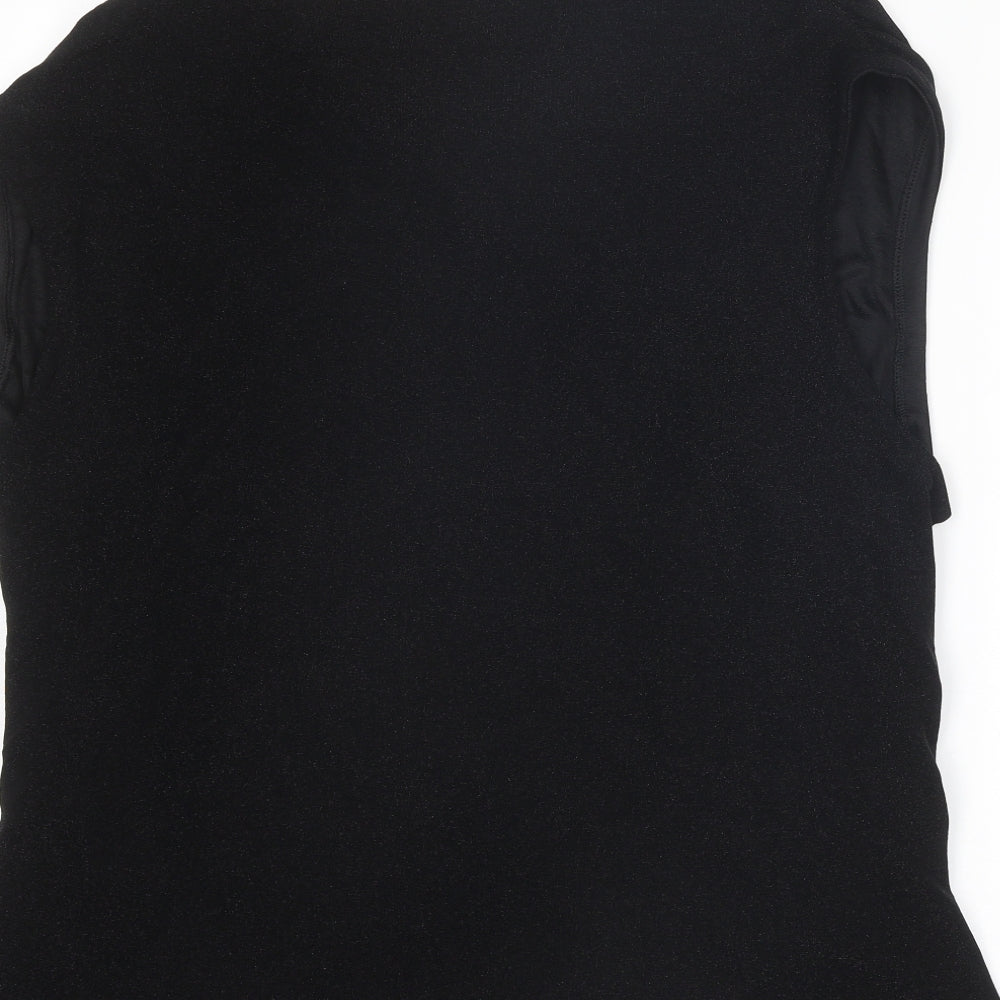 Marks and Spencer Womens Black Polyamide Basic Blouse Size 24 V-Neck