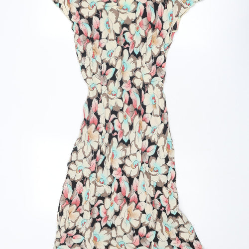 Wallis Womens Multicoloured Floral Viscose A-Line Size 10 V-Neck Pullover