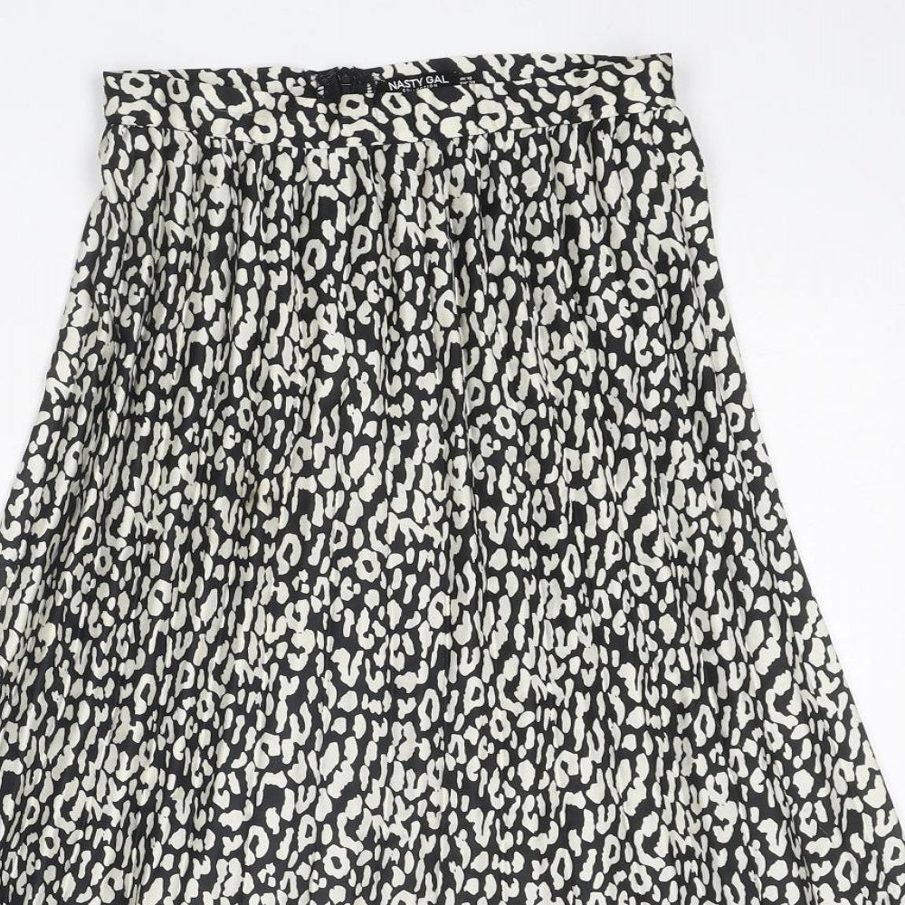 Nasty Gal Womens Black Animal Print Polyester Swing Skirt Size 10 Zip - Leopard pattern