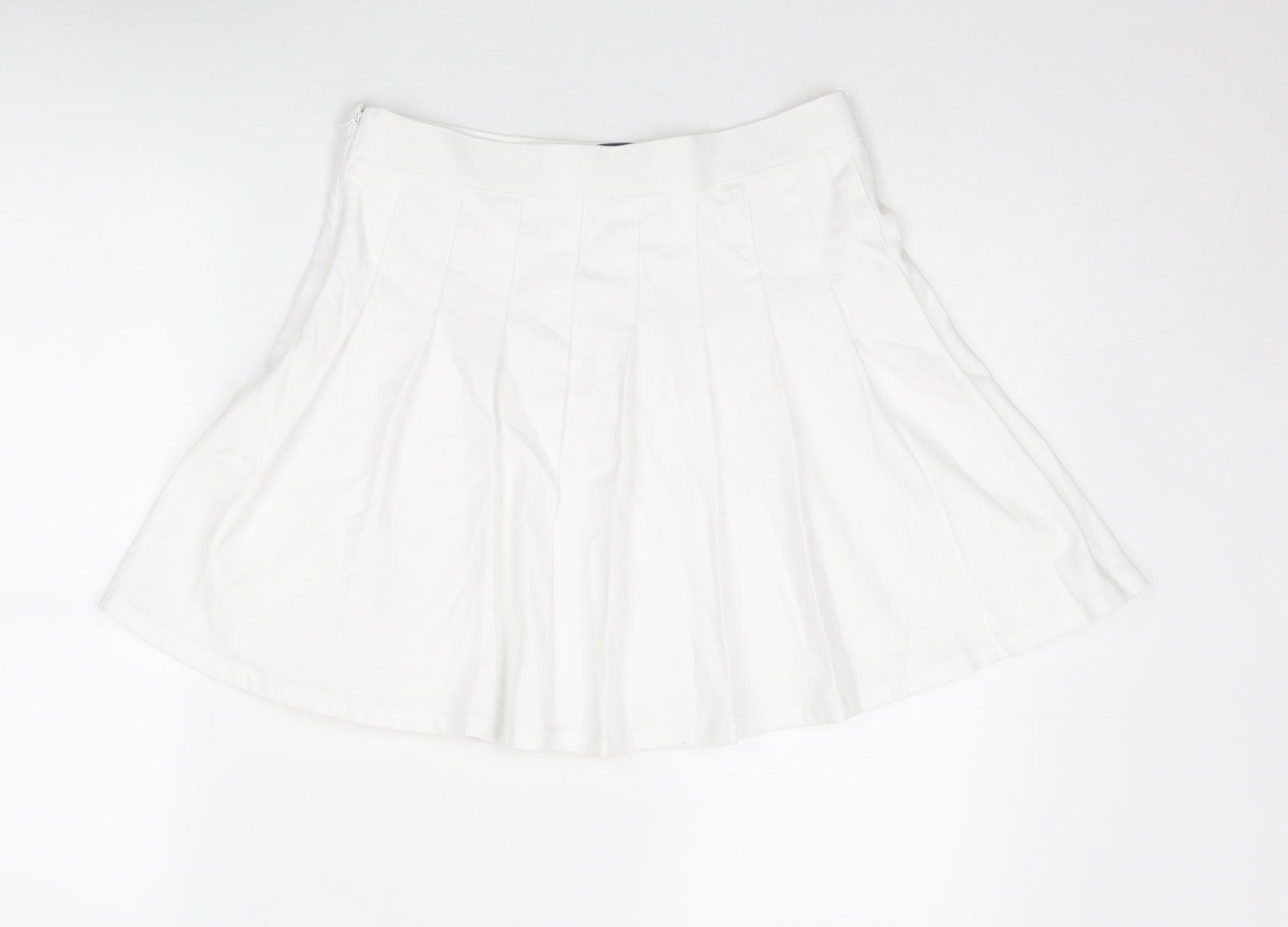Hollister Womens White Cotton Pleated Skirt Size M Zip