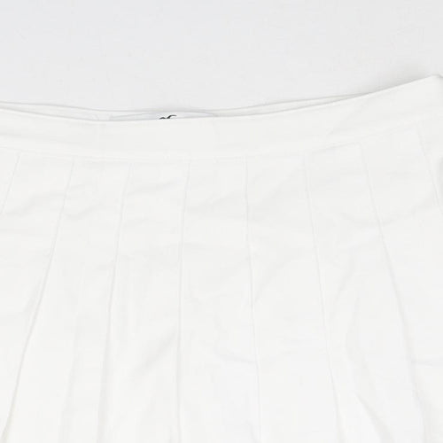 Hollister Womens White Cotton Pleated Skirt Size M Zip