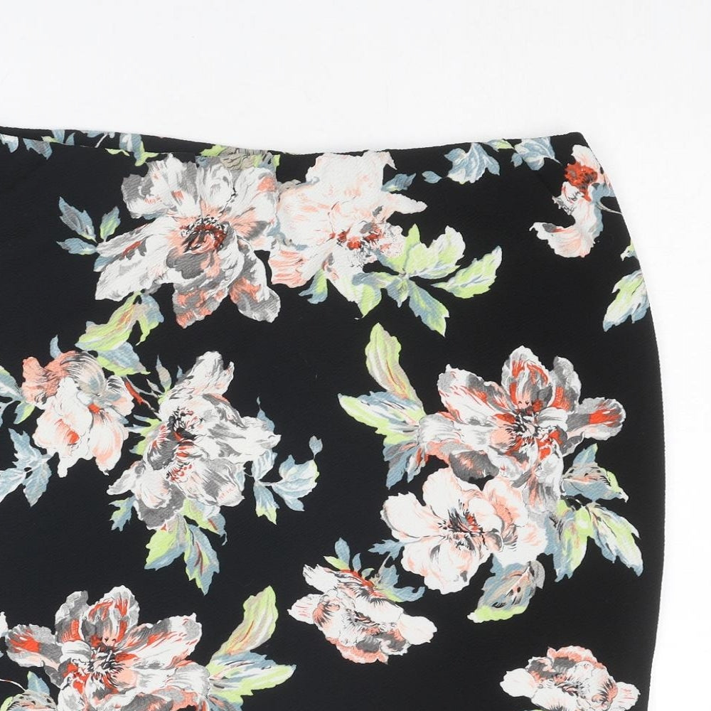 New Look Womens Black Floral Polyester Straight & Pencil Skirt Size 18