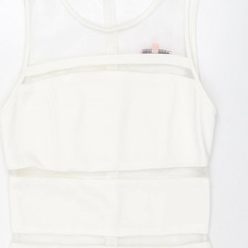 Jaune Rouge Womens White Polyester Shift Size M Round Neck Zip