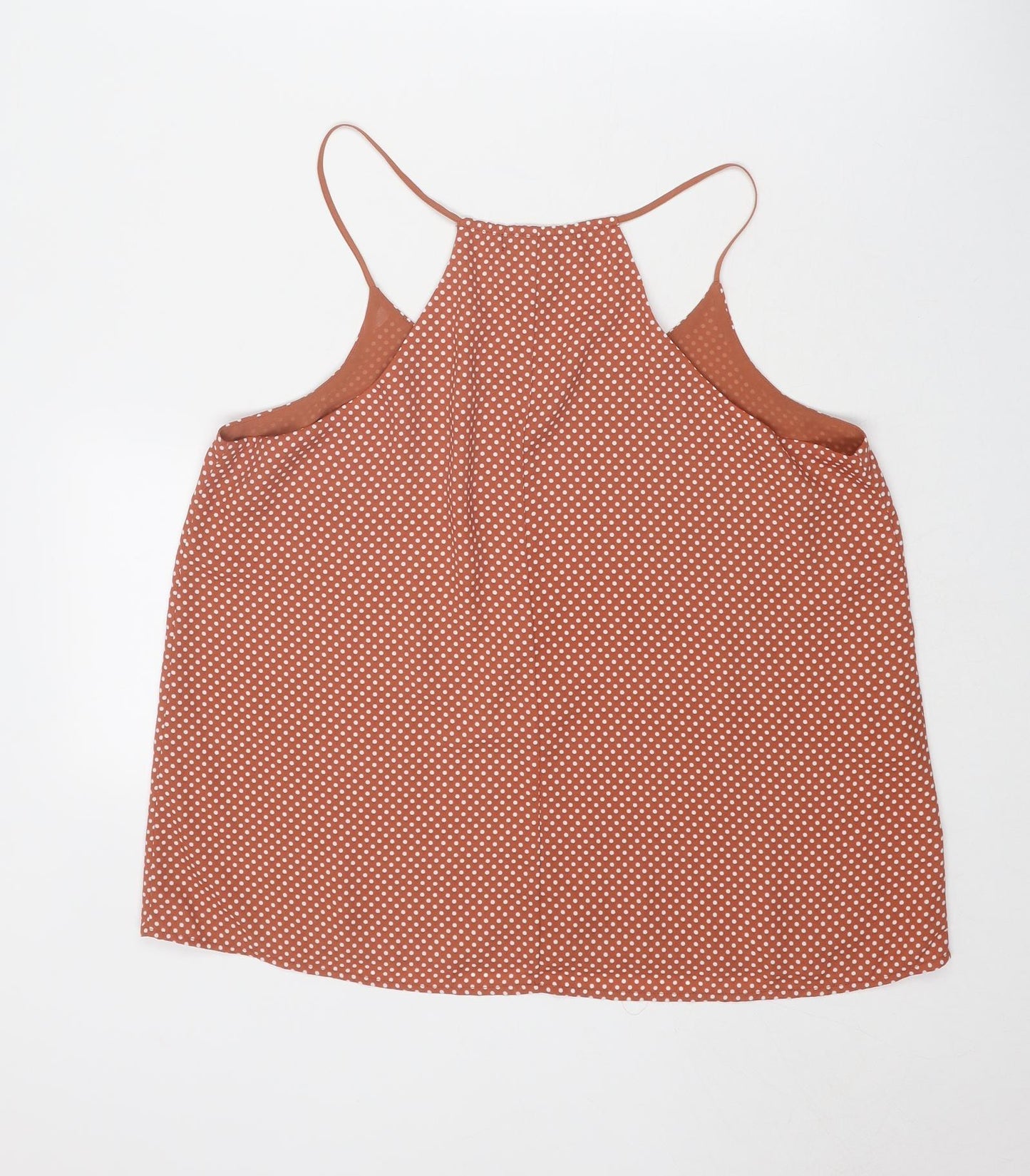 FOREVER 21 Womens Brown Polka Dot Polyester Camisole Tank Size M Round Neck