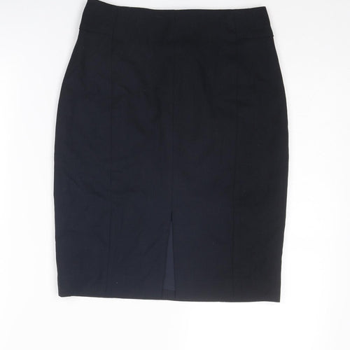 H&M Womens Blue Polyester Straight & Pencil Skirt Size 6 Zip