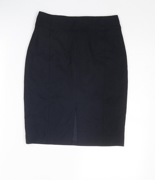 H&M Womens Blue Polyester Straight & Pencil Skirt Size 6 Zip
