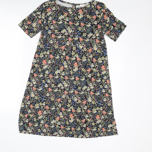 Pull&Bear Womens Multicoloured Floral Viscose T-Shirt Dress Size S Round Neck Button