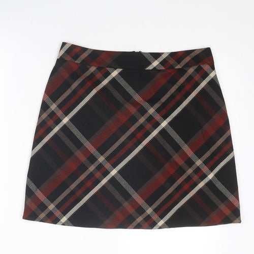 Dorothy Perkins Womens Multicoloured Plaid Polyester A-Line Skirt Size 12 Zip