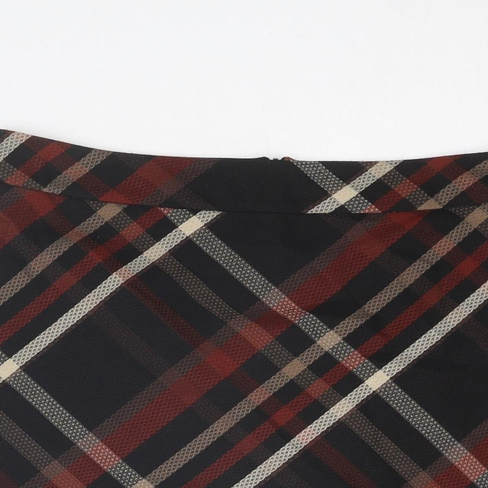 Dorothy Perkins Womens Multicoloured Plaid Polyester A-Line Skirt Size 12 Zip
