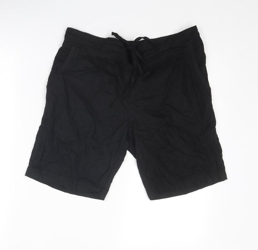 Indigo Roc Womens Black Linen Bermuda Shorts Size 12 Regular Drawstring