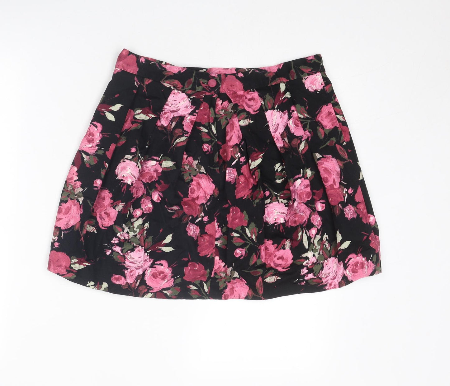 New Look Womens Pink Floral Cotton Tulip Skirt Size 14 Zip