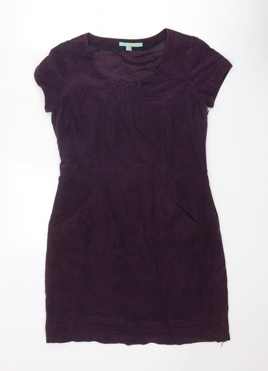 Boden Womens Purple Cotton A-Line Size 12 Round Neck Zip