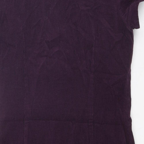 Boden Womens Purple Cotton A-Line Size 12 Round Neck Zip