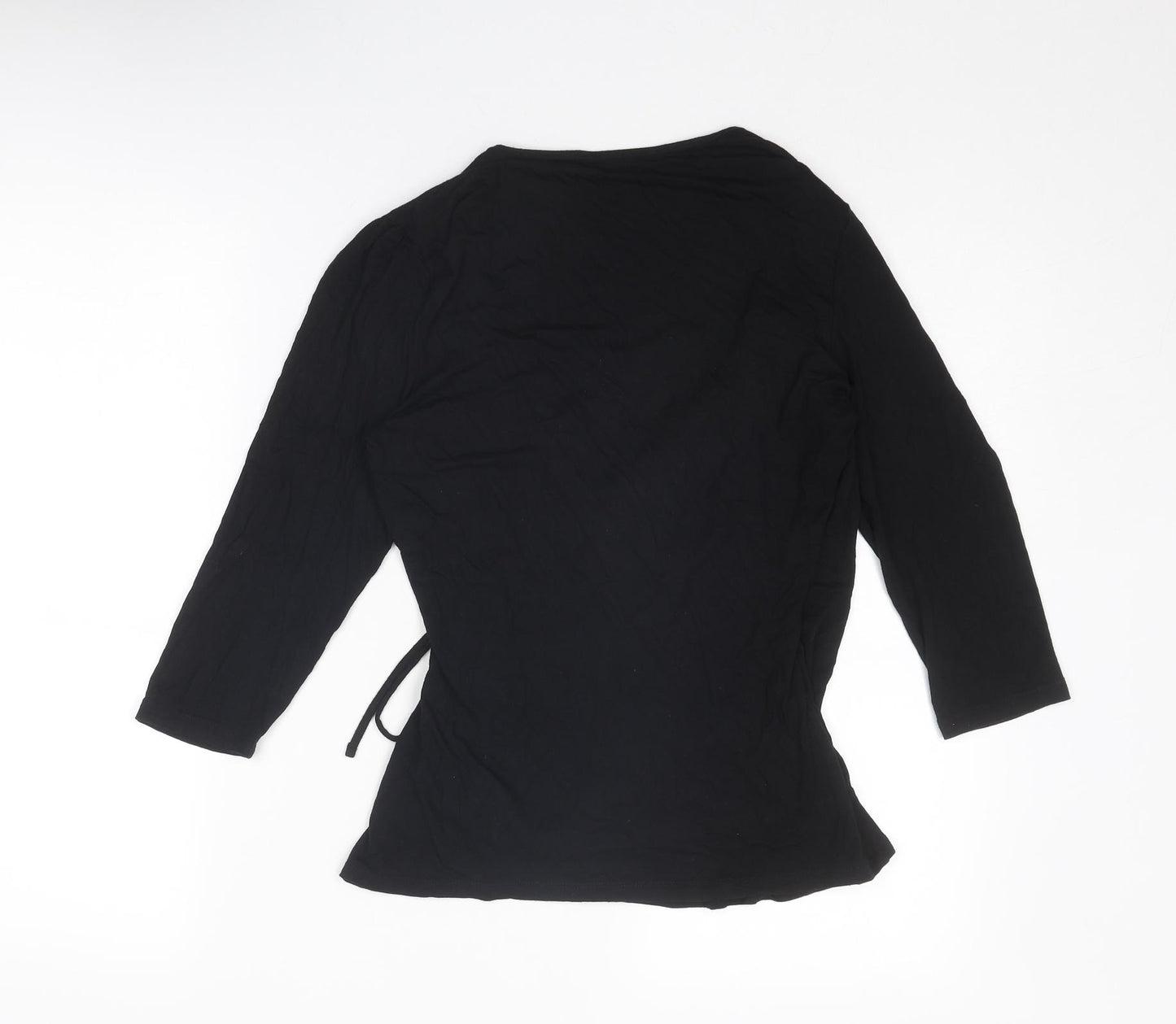 Marks and Spencer Womens Black Viscose Wrap Blouse Size 12 V-Neck