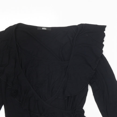 Marks and Spencer Womens Black Viscose Wrap Blouse Size 12 V-Neck