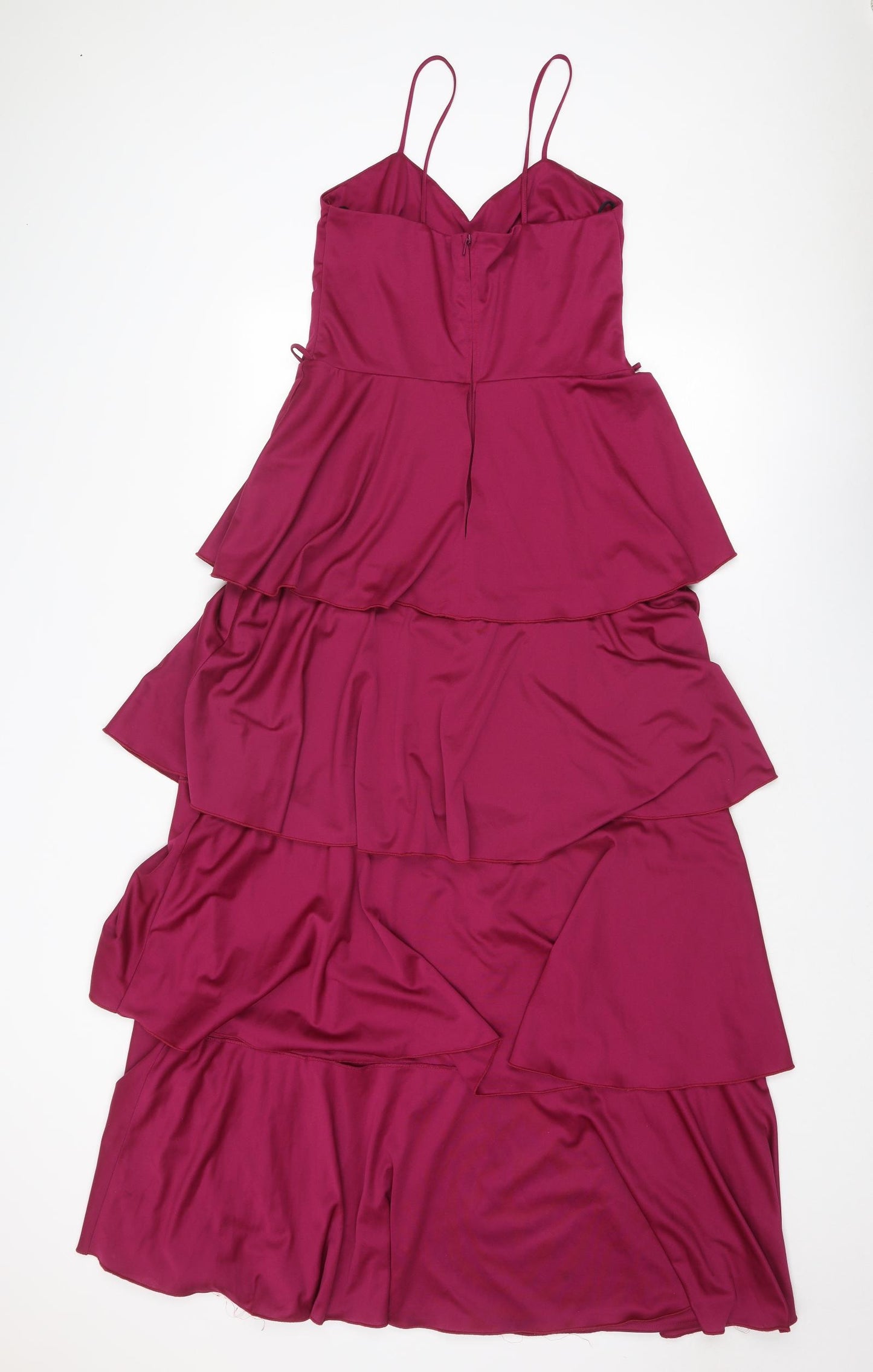 C&A Womens Purple Polyester Slip Dress Size 16 V-Neck Zip