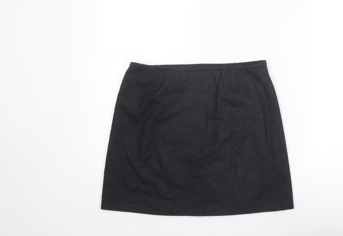 Mint Velvet Womens Grey Wool A-Line Skirt Size 10 Button