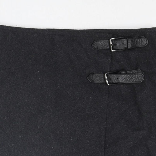 Mint Velvet Womens Grey Wool A-Line Skirt Size 10 Button