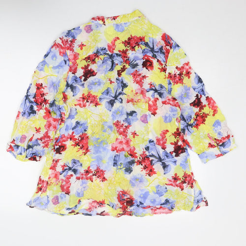 Damart Womens Multicoloured Floral Viscose Basic Blouse Size 18 V-Neck
