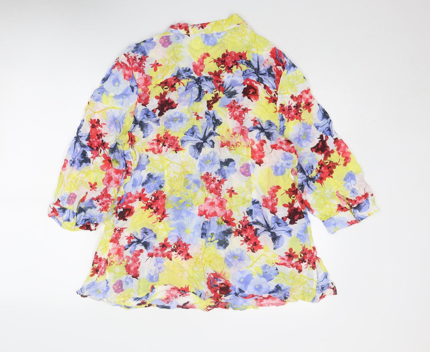 Damart Womens Multicoloured Floral Viscose Basic Blouse Size 18 V-Neck