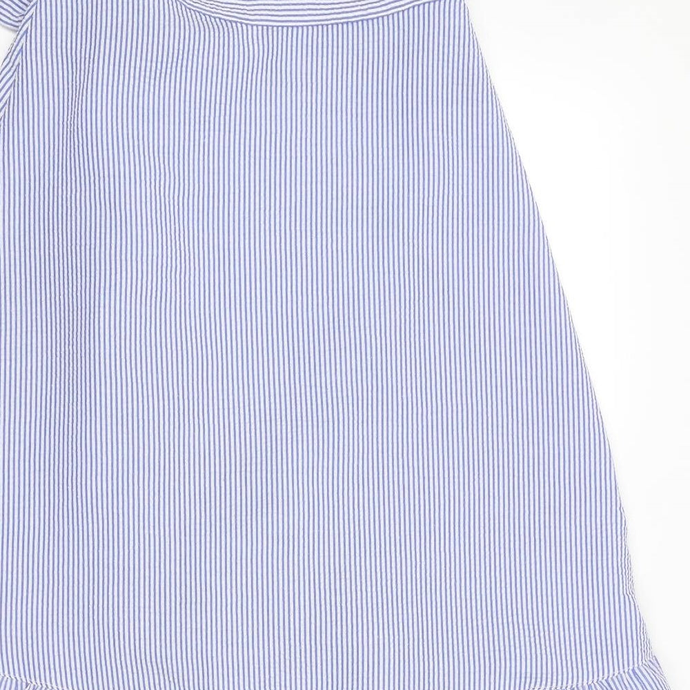 Divided by H&M Womens Blue Striped Polyester Wrap Skirt Size 12 Tie