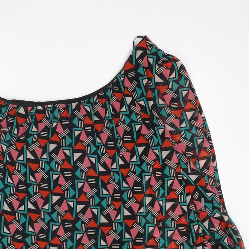 Be Beau Womens Multicoloured Geometric Polyester Basic Blouse Size 14 One Shoulder