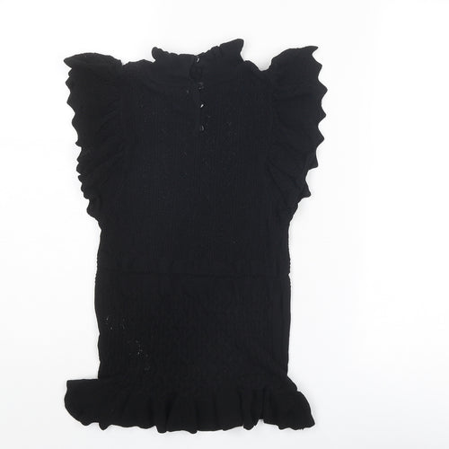 Zara Womens Black Mock Neck Polyamide Pullover Jumper Size S