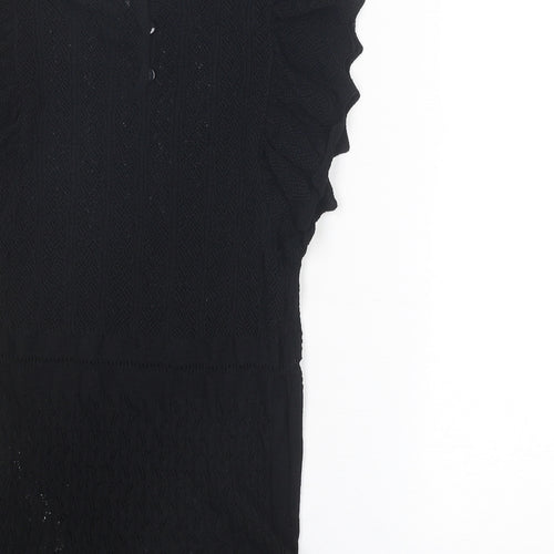Zara Womens Black Mock Neck Polyamide Pullover Jumper Size S